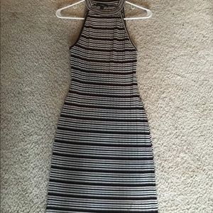 Burgundy, Grey and White Bodycon Dress Size M